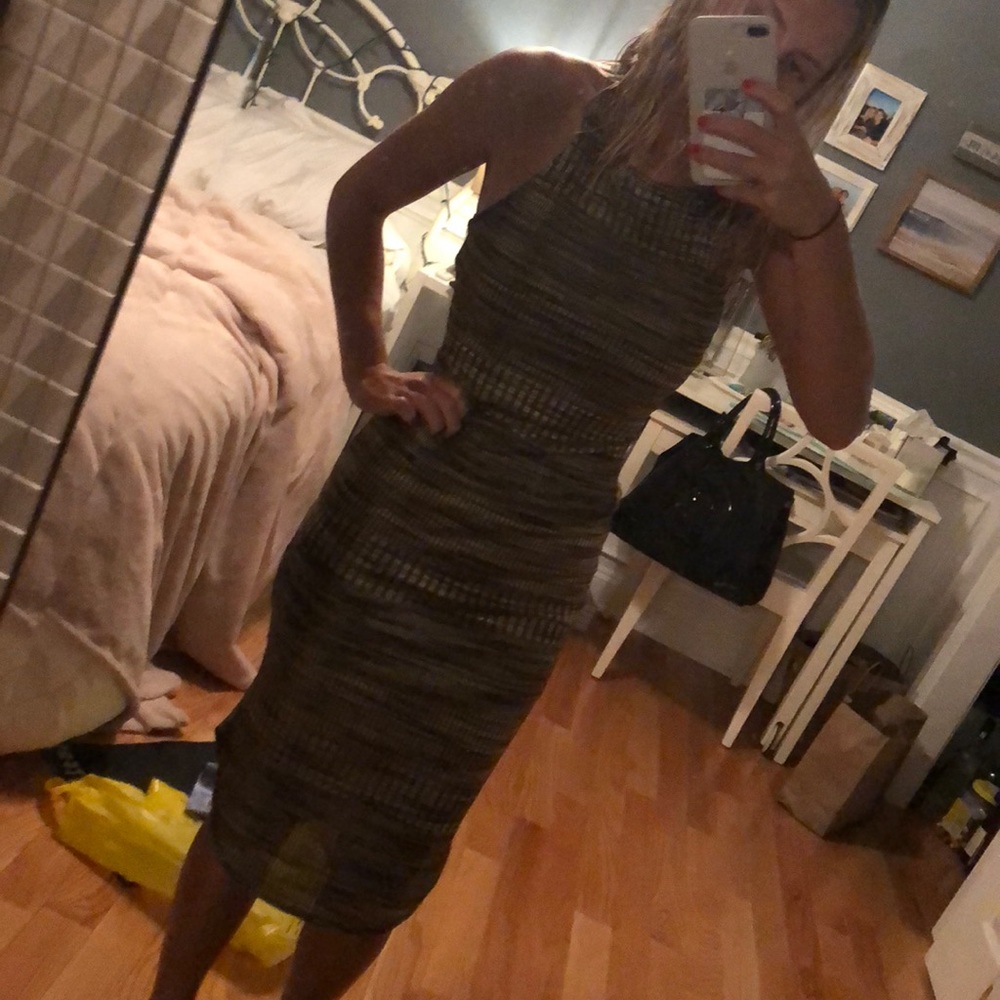 Tan and Brown midi Dress